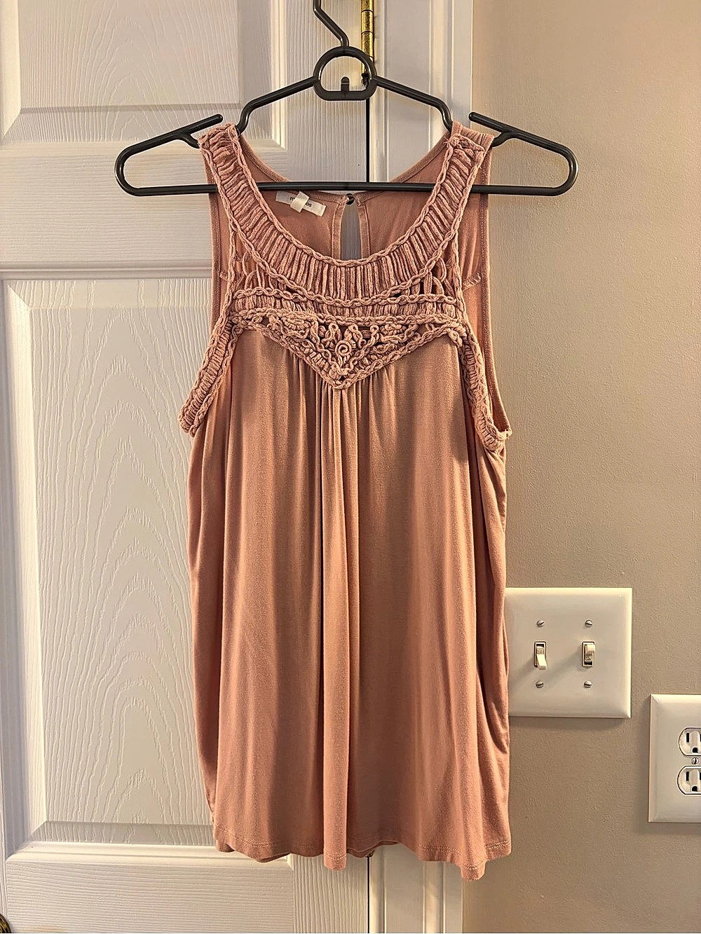 Maurices Crochet Neck Tank Top - Pink